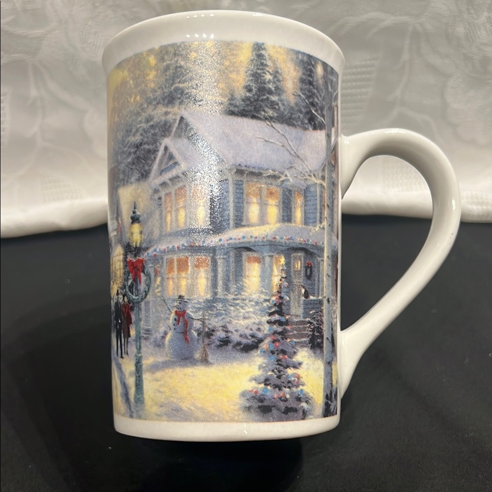 Thomas Kinkade mug 2007 Christmas Celebration Coffee Mug Cup Cottage Snowman